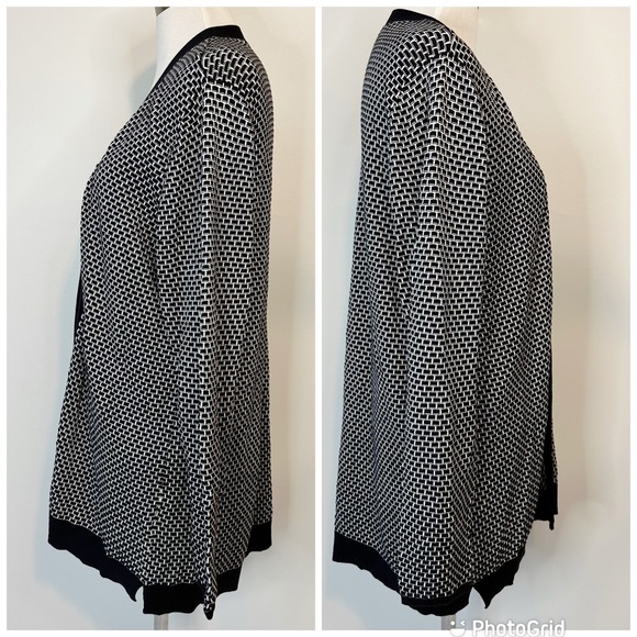Croft & Barrow Black White Geometric Print Open Flowy Longline Cardigan, size XL - Picture 4 of 16